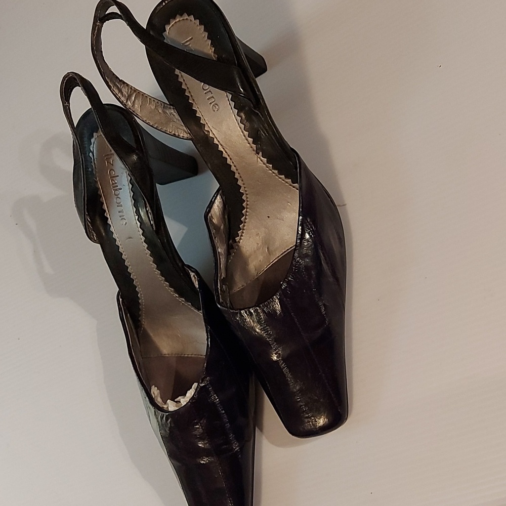 Liz Claiborne Eel Skin Slingbacks